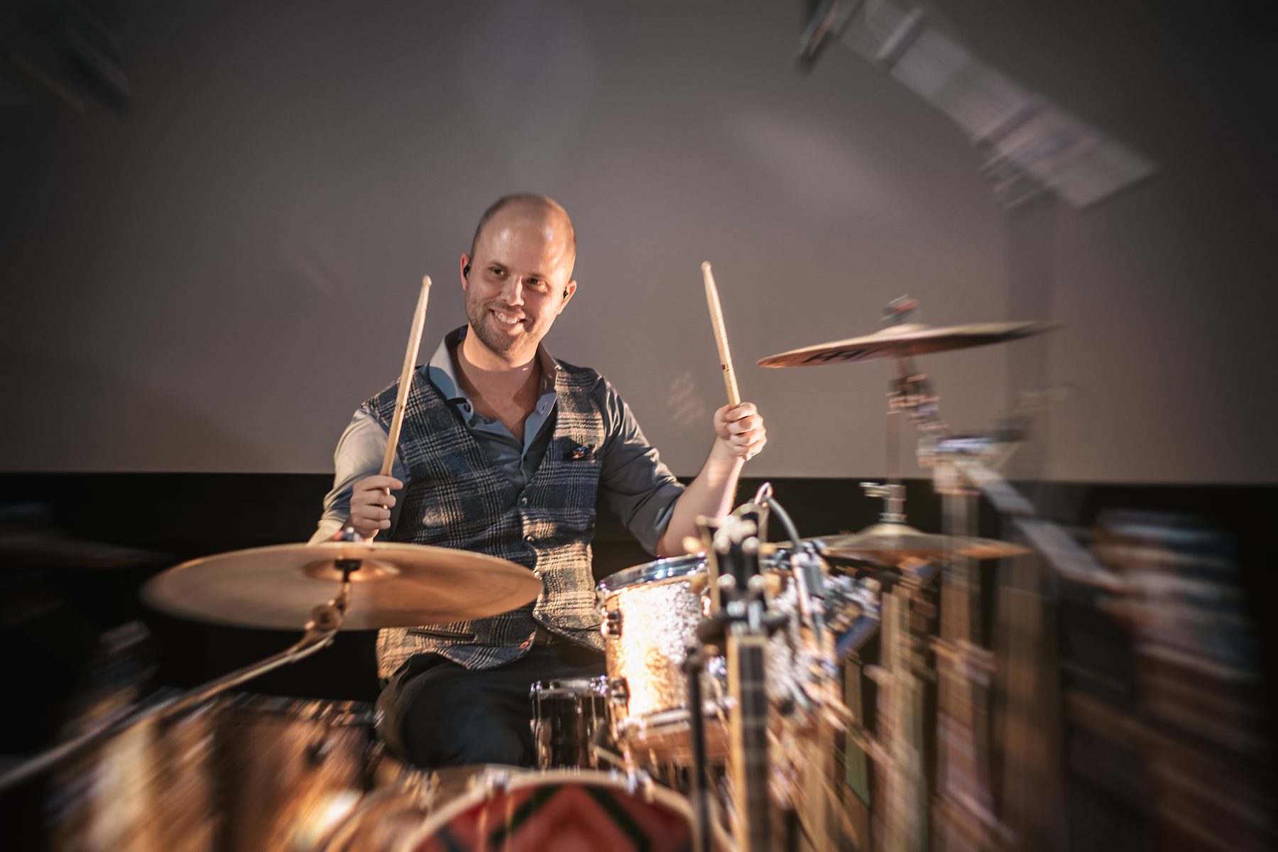 Donny behind the drums