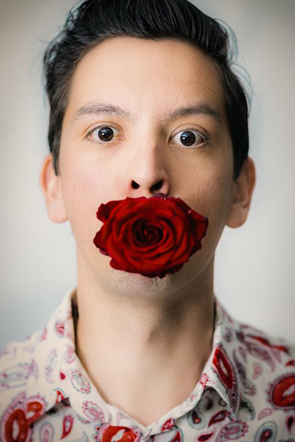 Portrait with a red rose