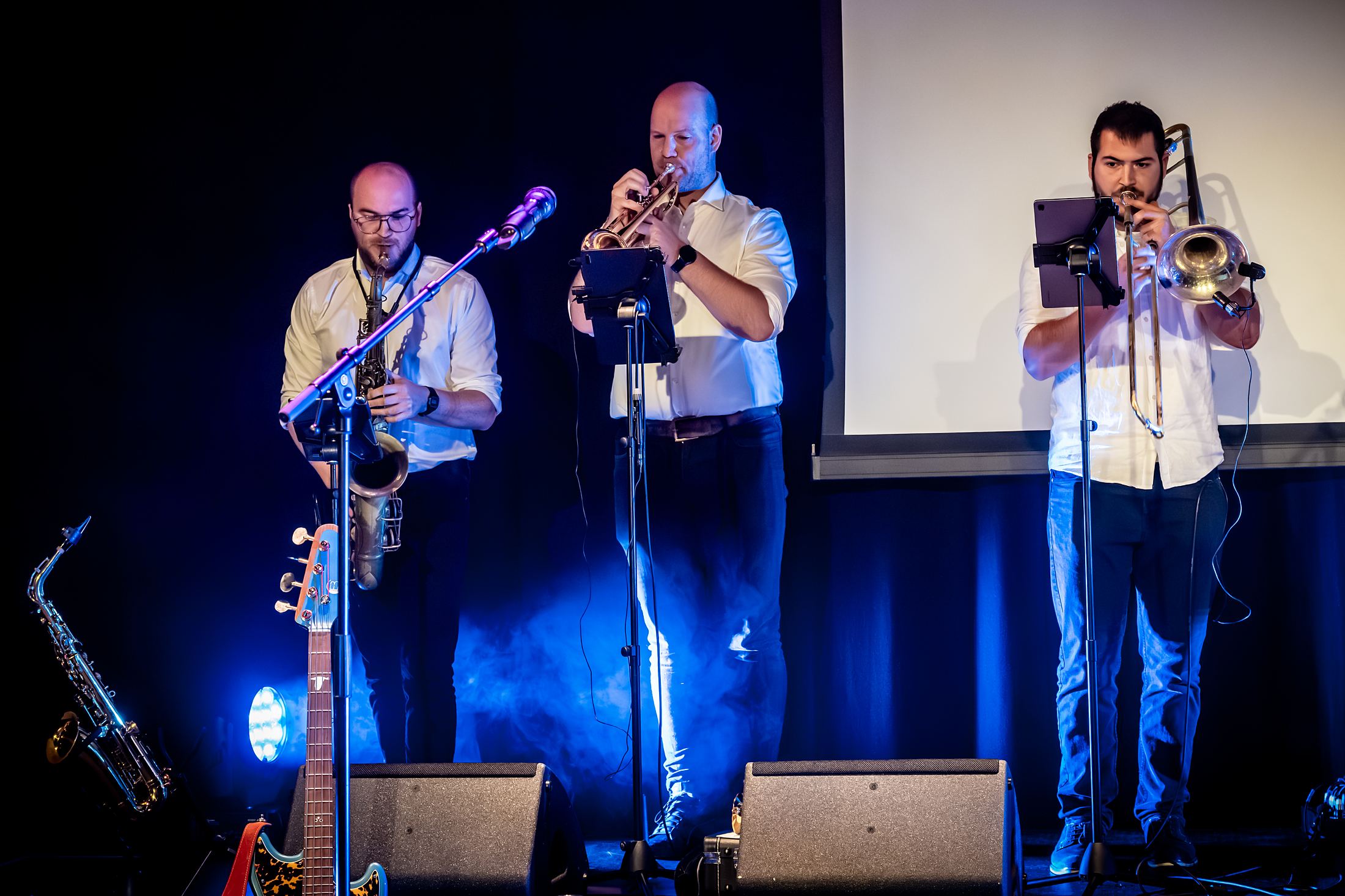 De blazers van The Eggman: sax, trompet en trombone